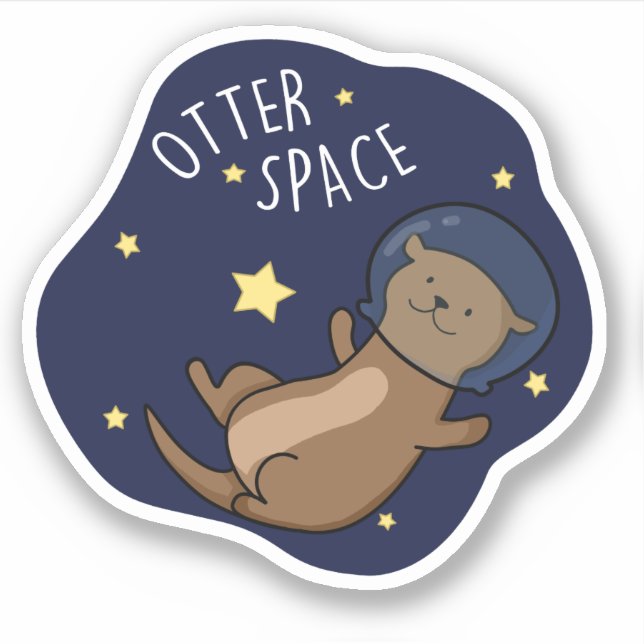 Otter Space Funny Astronaut Otter Puff Aufkleber (Vorderseite)