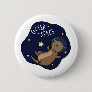 Otter Space Funny Astronaut Otter Puff Button