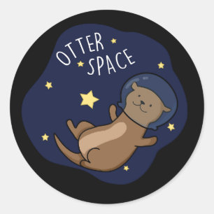 Otter Space Funny Astronaut Otter Puff Runder Aufkleber