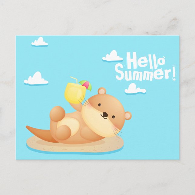 Otter Summer Postcard Postkarte (Vorderseite)