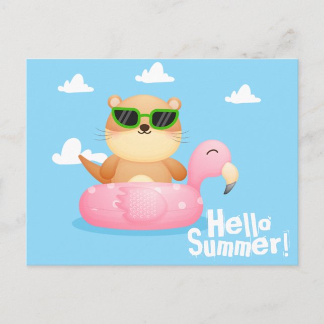 Otter Summer Postcard Postkarte (Vorderseite)