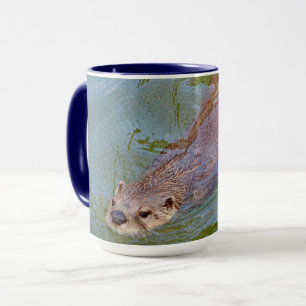Otter Swimming Wildlife Foto Tasse
