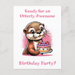 Otter Themed Girls Geburtstagsparty Postkarte