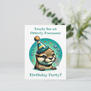 Otter-Themen-Geburtstagsfeier für Jungen Postkarte
