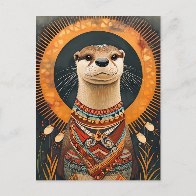 Otter Totem – Playful Deco Spirit Postkarte (Vorderseite)