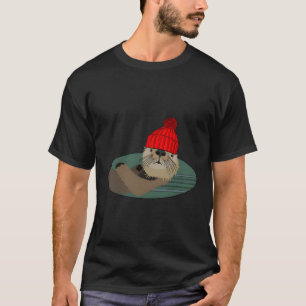Otter Tragen einer Beanie T-Shirt