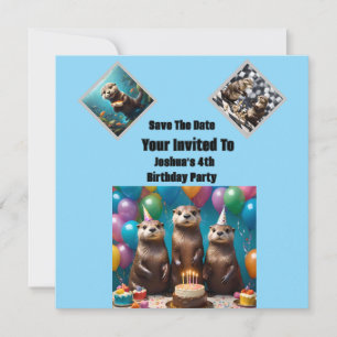Otter Triplets Geburtstagsparty, Party Einladung, Save The Date