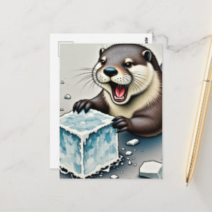 Otter und Eis Postkarte