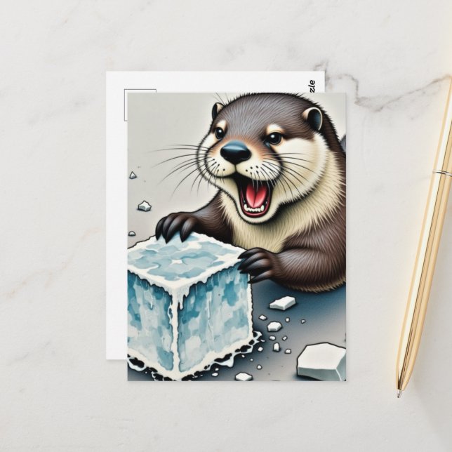 Otter und Eis Postkarte (Vorderseite/Rückseite Beispiel)