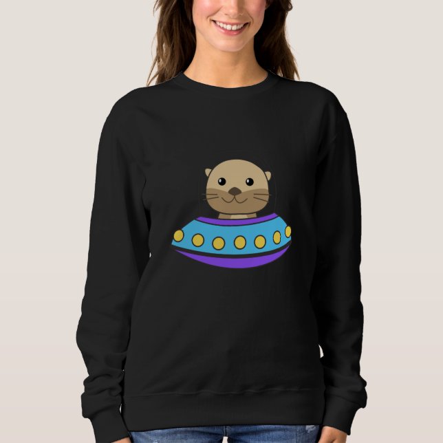 Otter Universe UFO im Weltraum Sweatshirt (Vorderseite)