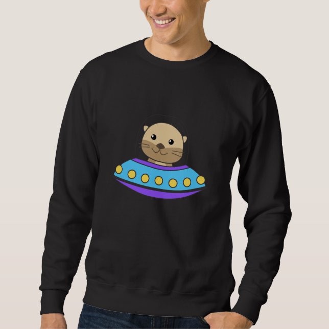 Otter Universe UFO im Weltraum Sweatshirt (Vorderseite)