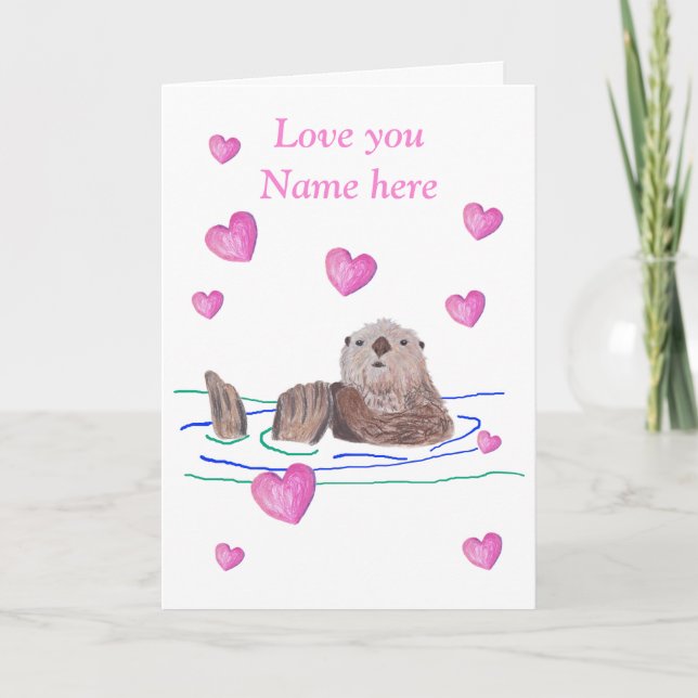 Otter Valentine Feiertagskarte (Vorderseite)