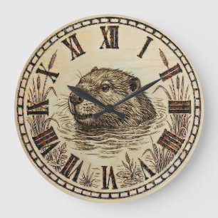 Otter-Wanduhr - Ruhiges Seelandleben-Dekor Große Wanduhr