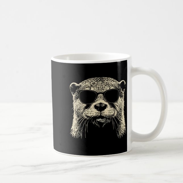 Otter Wearing Sungles Graphic Otter Shirt Men Wome Kaffeetasse (Rechts)