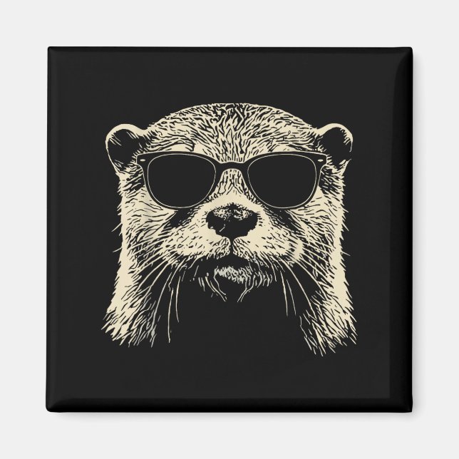Otter Wearing Sungles Graphic Otter Shirt Men Wome Magnet (Vorne)