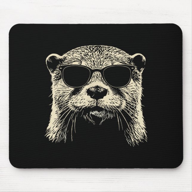 Otter Wearing Sungles Graphic Otter Shirt Men Wome Mousepad (Vorne)