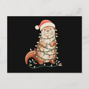 Otter-Weihnachts-Tier-Weihnachtsbaum-Lichter Weihn Feiertagspostkarte
