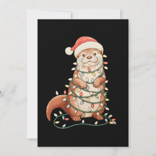 Otter-Weihnachts-Tier-Weihnachtsbeleuchtung-Santa- Feiertagskarte