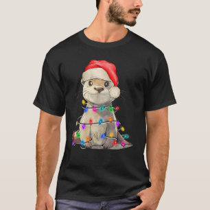 Otter Weihnachtsbaum Licht getanzt Pajama Xmas Gra T-Shirt