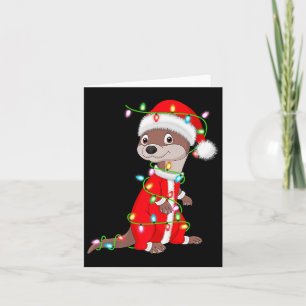 Otter Weihnachtsbeleuchtung Santa Kostüm Süßes Tie Karte