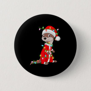 Otter Weihnachtslichter Santa Kostüm Süßes Tier X Button