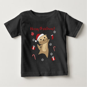 Otter Weihnachtsschnee Wintertiere Otter Baby T-shirt