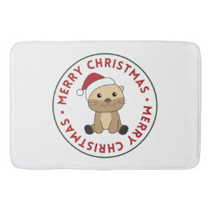 Otter Weihnachtsschnee Wintertiere Otter Bath Mat Badematte