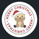 Otter Weihnachtsschnee Wintertiere Otter Classic  Runder Aufkleber<br><div class="desc">Der Weihnachtsotter mit Feenlicht. Hübsche Tiere mit Geschenken und Schnee für den Urlaub. Auch lustig für Weihnachten im Juli. Andere sind niedliche Tiere und perfekt zu Weihnachten.</div>