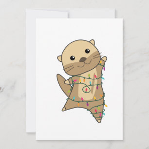 Otter Weihnachtsschnee Wintertiere Otter Feiertagskarte