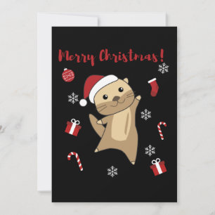 Otter Weihnachtsschnee Wintertiere Otter Feiertagskarte