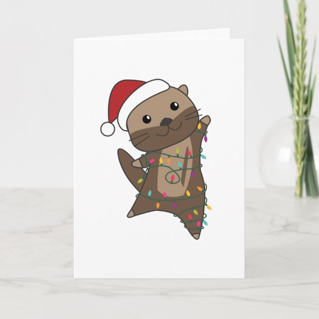 Otter Weihnachtsschnee Wintertiere Otter Karte (Vorderseite)