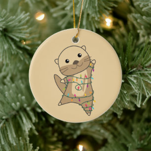 Otter Weihnachtsschnee Wintertiere Otter Keramik Keramik Ornament