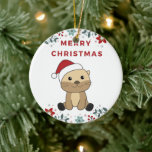 Otter Weihnachtsschnee Wintertiere Otter Keramik Ornament<br><div class="desc">Der Weihnachtsotter mit Feenlicht. Hübsche Tiere mit Geschenken und Schnee für den Urlaub. Auch lustig für Weihnachten im Juli. Andere sind niedliche Tiere und perfekt zu Weihnachten.</div>