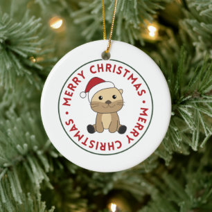 Otter Weihnachtsschnee Wintertiere Otter Keramik Ornament