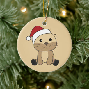 Otter Weihnachtsschnee Wintertiere Otter Keramik Ornament