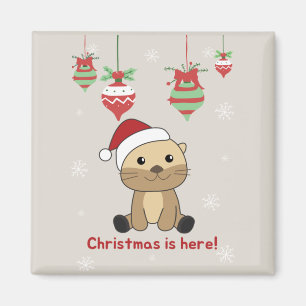 Otter Weihnachtsschnee Wintertiere Otter Magnet