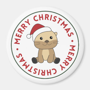 Otter Weihnachtsschnee Wintertiere Otter Magnet