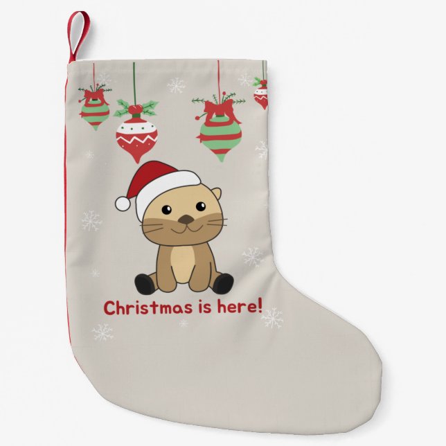 Otter Weihnachtsschnee Wintertiere Otter Small Ch Kleiner Weihnachtsstrumpf (Vorderseite)