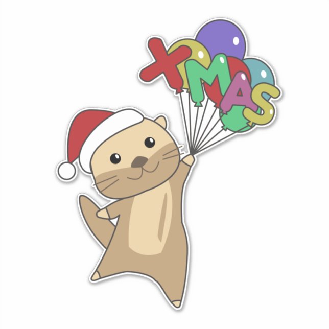 Otter Weihnachtsschnee Wintertiere Otter Sticker (Vorderseite)