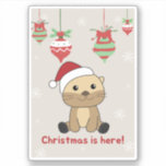 Otter Weihnachtsschnee Wintertiere Otter Sticker<br><div class="desc">Der Weihnachtsotter mit Feenlicht. Hübsche Tiere mit Geschenken und Schnee für den Urlaub. Auch lustig für Weihnachten im Juli. Andere sind niedliche Tiere und perfekt zu Weihnachten.</div>