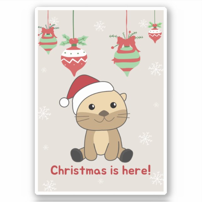 Otter Weihnachtsschnee Wintertiere Otter Sticker (Vorderseite)