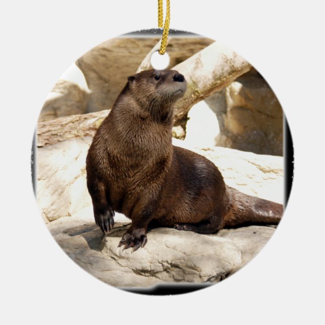 Otter-Weihnachtsverzierung Keramikornament (Vorne)