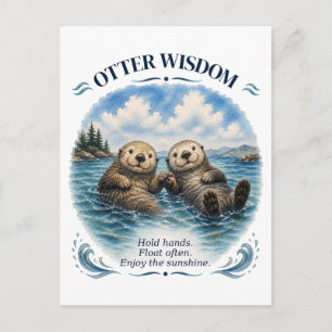 Otter-Weisheit-Wasserfarbe Inspirierend  Postkarte