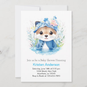 Otter Whimsy Watercolor Boy Babydusche Einladung