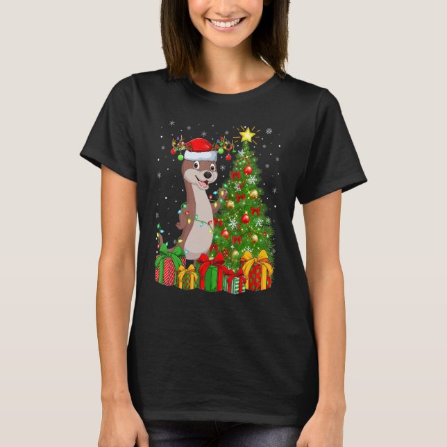 Otter   Xmas Holiday Santa Otter Christmas Tree T-Shirt (Vorderseite)