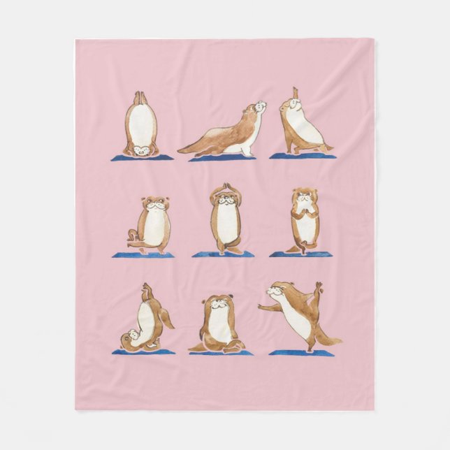 Otter Yoga Watercolor Fleecedecke (Vorderseite)
