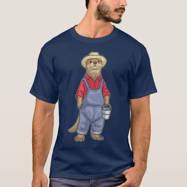 Otter-Züchter-Eimer-Farm T-Shirt (Vorderseite)