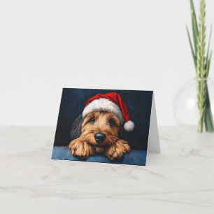 Otterhound in einer Weihnachtsmannmütze Karte