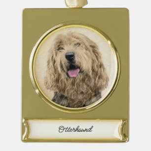Otterhound-Malerei - Niedlich Original Hund Art Go Banner-Ornament Gold