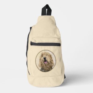 Otterhound Malerei Schwarz und Tan Original Hunde  Crossbody Bag
